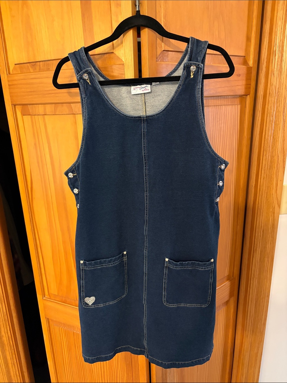 Quacker Factory Small Dream Jeannes Denim Jumper Dress w Rhinestone Accents